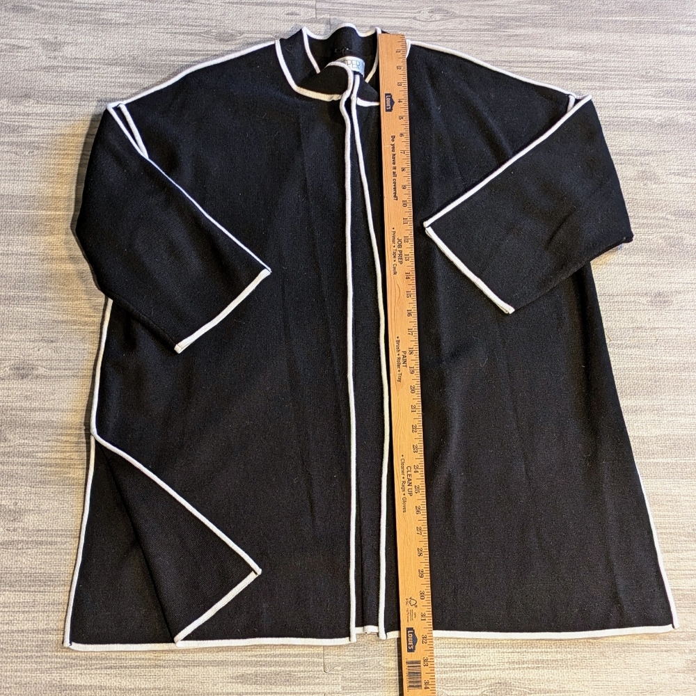 Kasper‎ Women’s Black and White Cardigan Duster/Sweater | Sz XL - Picture 5 of 9